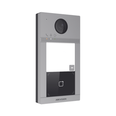 [DS-KV8113-WME1(C)] Videoportero IP 2 Megapixel / Llamada y Apertura Remota desde App Hik-Connect / PoE / Exterior IP65 + Antivandalico IK08 / 1 Departamento / Apertura con Tarjeta / Soporta 2 Puertas y hasta 6 Monitores
