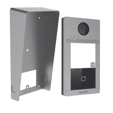 Kit Videoportero + Carcasa protectora IP 2 Megapixel / Llamada y Apertura Remota desde App Hik-Connect / PoE / Exterior IP65 + Antivandalico IK08 / 1 Departamento / Apertura con Tarjeta / Soporta 2 Puertas y hasta 6 Monitores