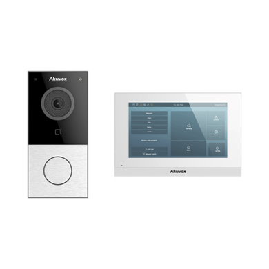[KITAKUVOXWIFI] Kit de Videoportero Akuvox WIFI/ Monitor Linux de 7 Pulgadas/ 100% en la Nube / POE / Bluetooth / NFC / Lector de Tarjetas MIFARE / ONVIF / IP65 / Cámara 2 MP / Botón con Iluminación / Control de 1 Puerta / Entradas de Alarma